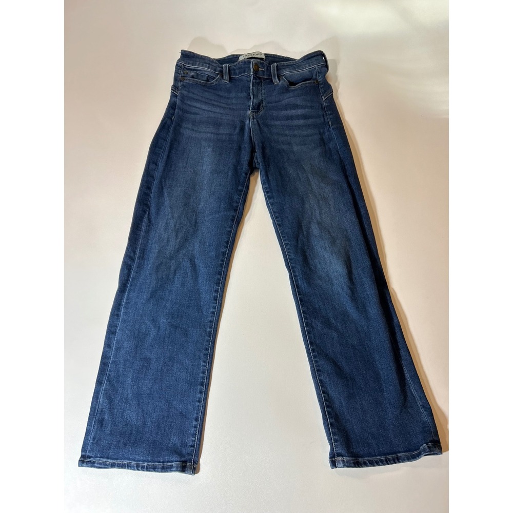 Liverpool Straight Leg Jeans Womens 28 Blue Excellent Cinch Back Dark Wash